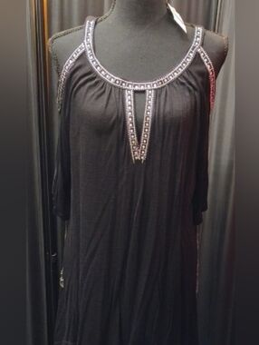 INC International Concepts Black Embellished Blouse